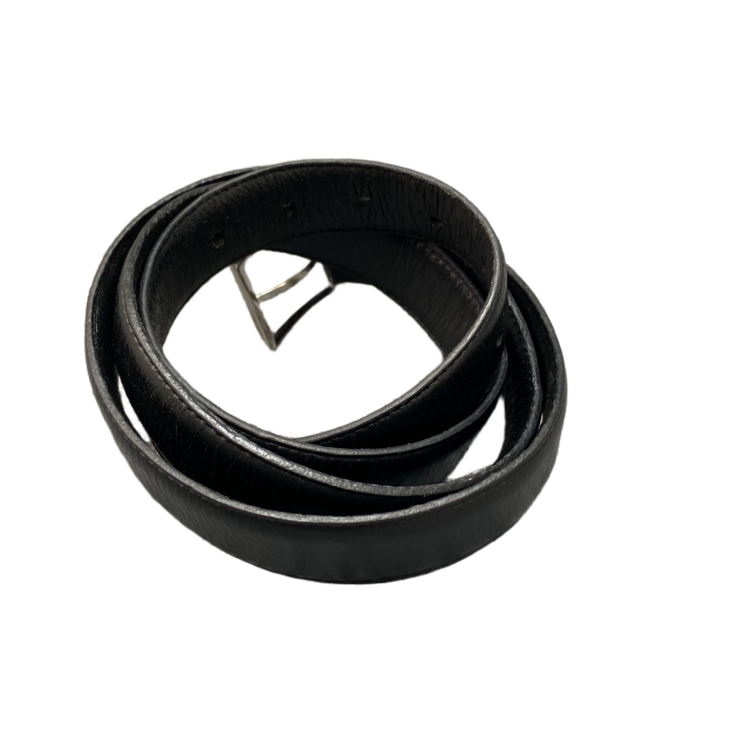 Waist Belt Mens Black Leather Adjustable Classic Silver Pin Buckle 47.5 Inches
