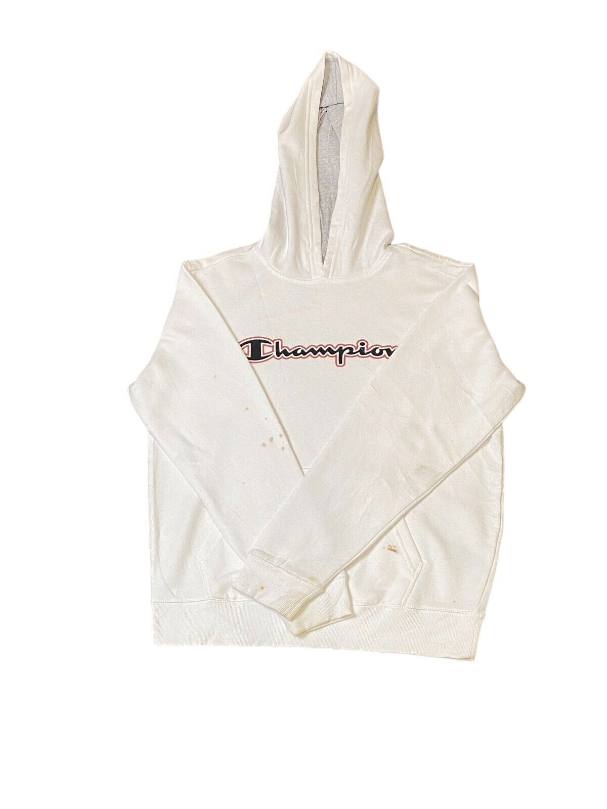 Champion Athleticwear Hoodie Men's XL White Spell Out Logo Drawstring Pullover