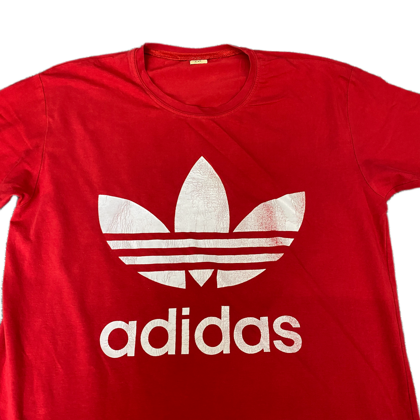 Adidas T-Shirt Mens S Red White Graphic Logo Short Sleeve Pullover Summer Tee