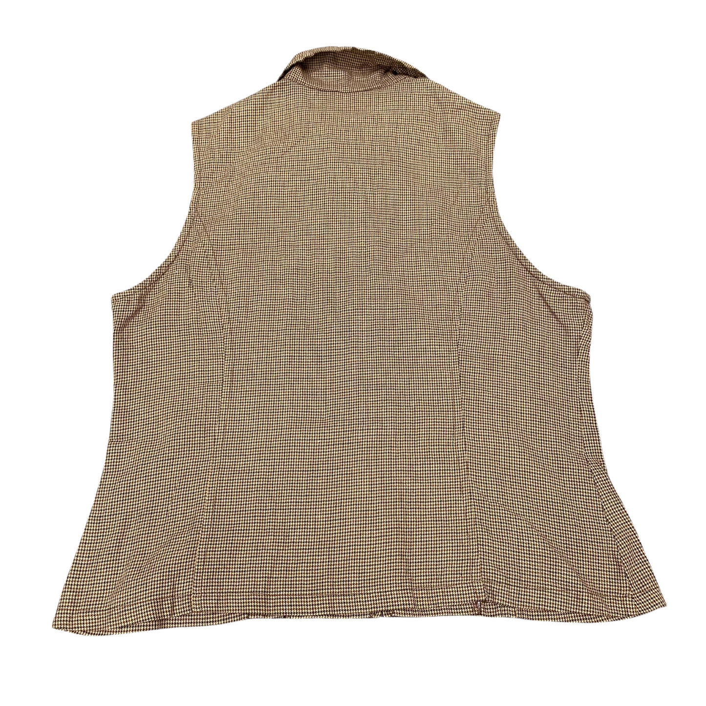 Womens Vest M Brown Houndstooth Casual Sleeveless Pockets Collared Full Zipper
