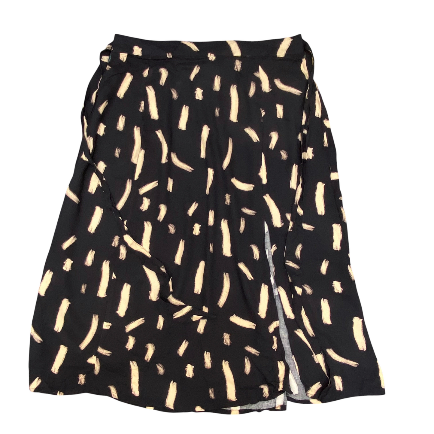 ever.me A-Line Skirt Womens XL Black Cream Geo Print Elastic Waist Tie Front