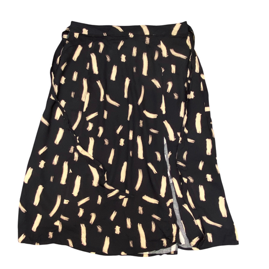 ever.me A-Line Skirt Womens XL Black Cream Geo Print Elastic Waist Tie Front