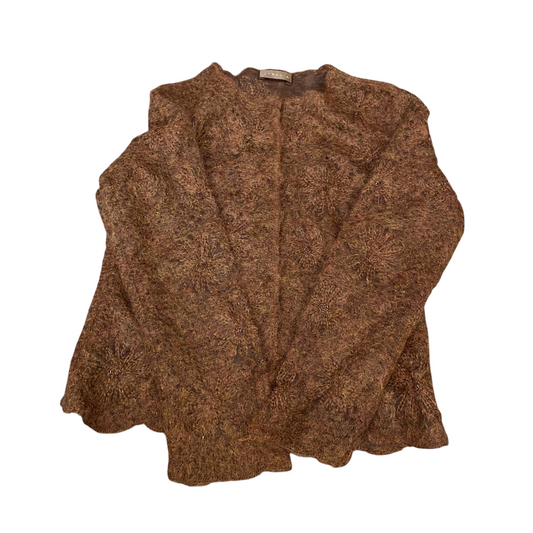 Stradia Cardigan Jumper Womens Medium Brown Embellished Long Sleeve Button Front