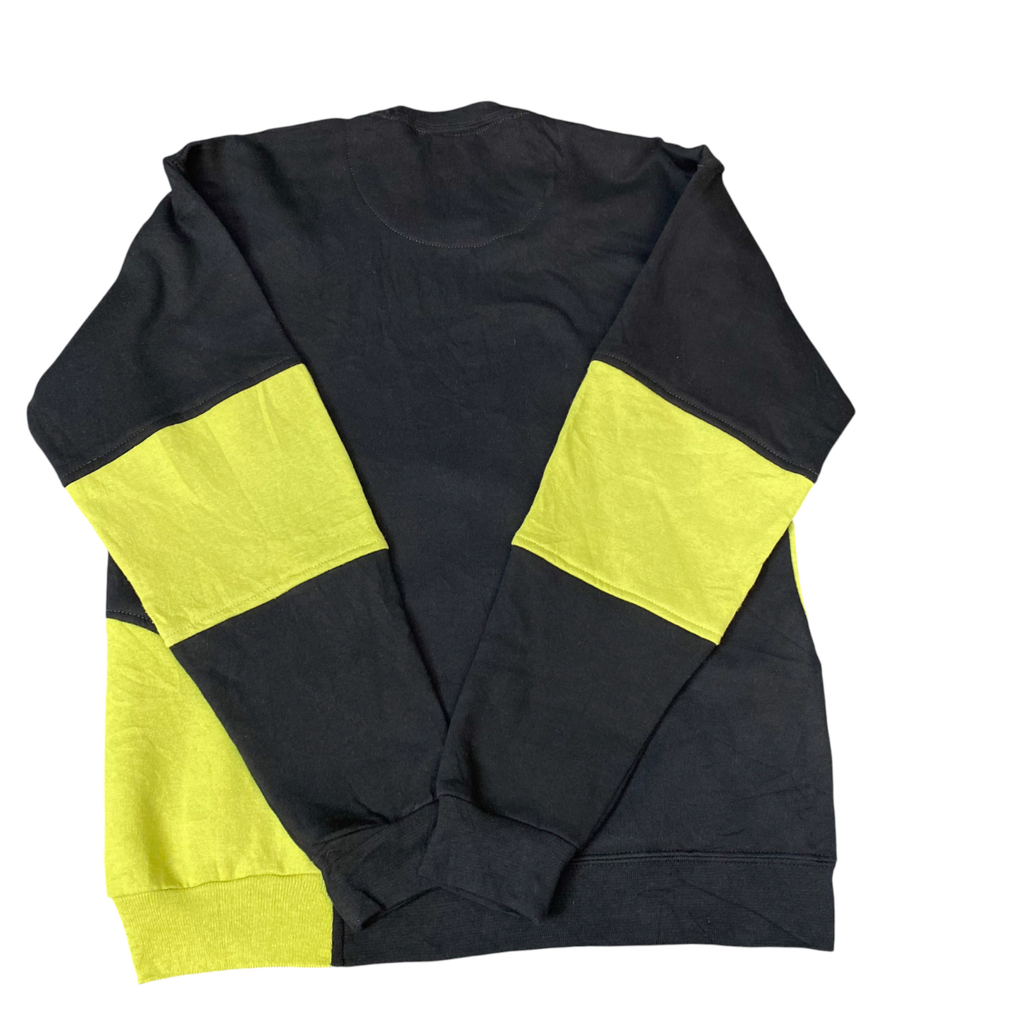 Nike Reworked Sweatshirt Mens M Yellow Black Embroidered Spellout Logo Vtg Y2K