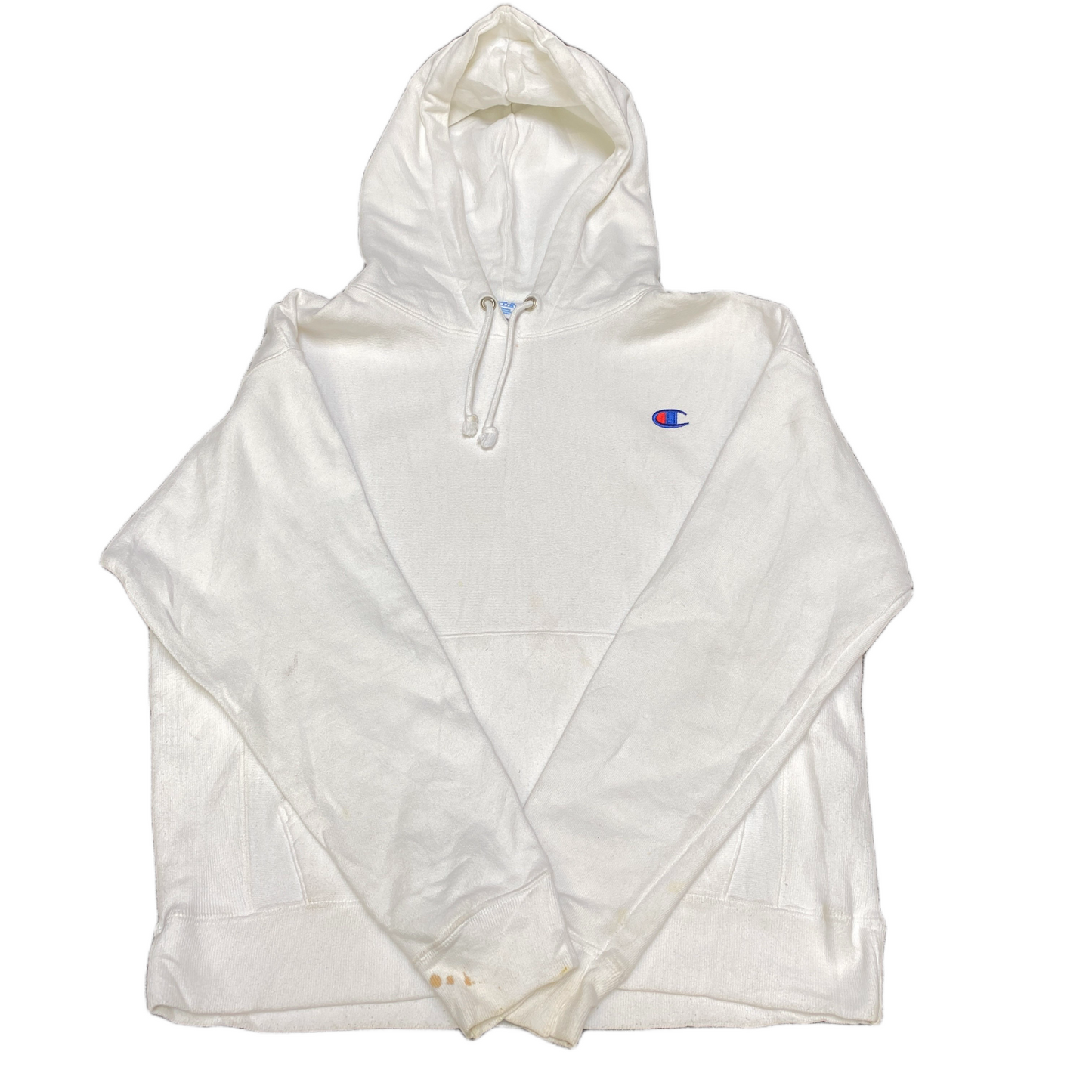 Champion Reverse Weave Hoodie Womens L White Fleece Lined Drawstring Pullover