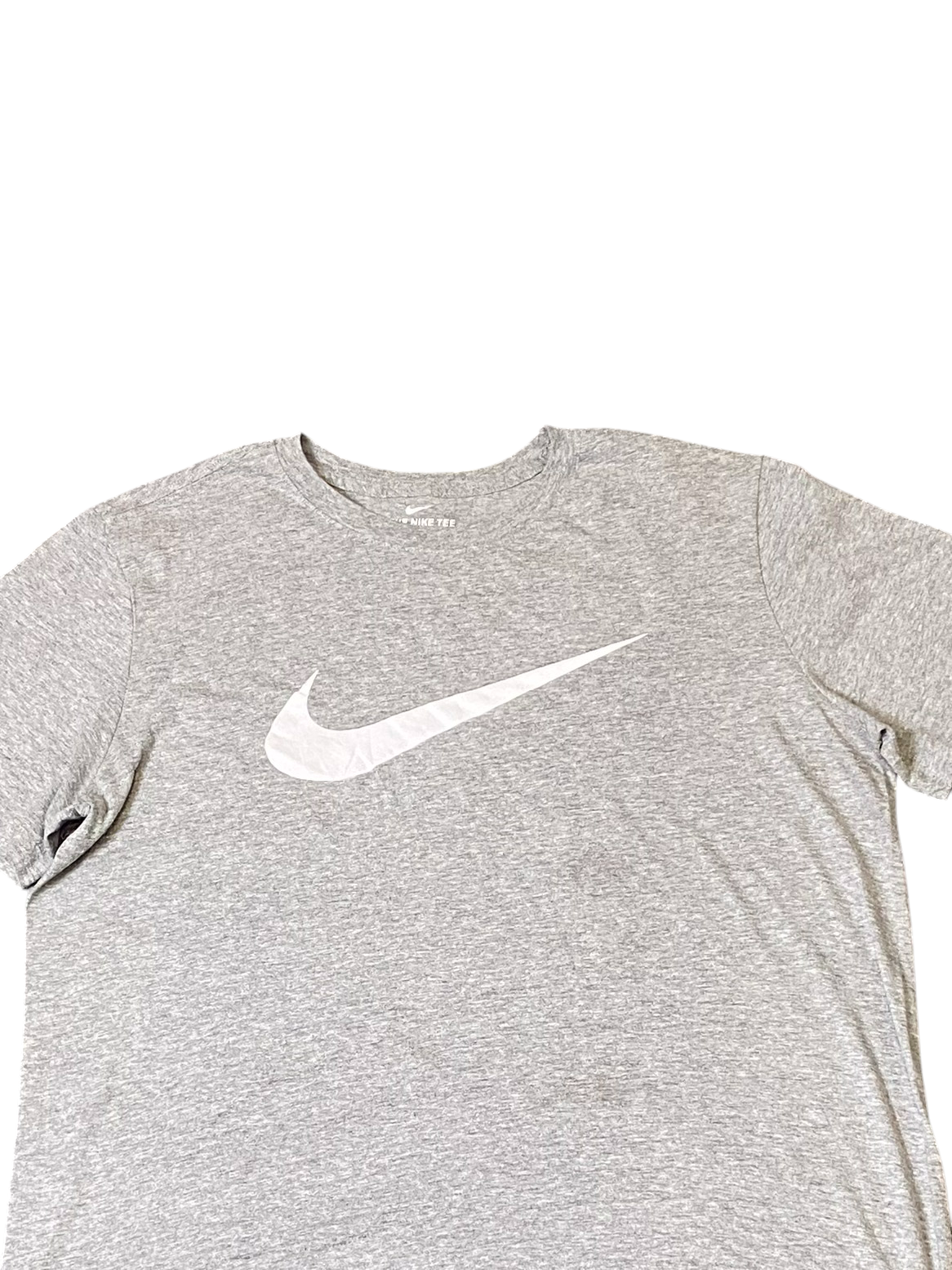 Nike Tee Shirt Mens Large Grey Swoosh Logo Regular Standard Fit Short Sleeve