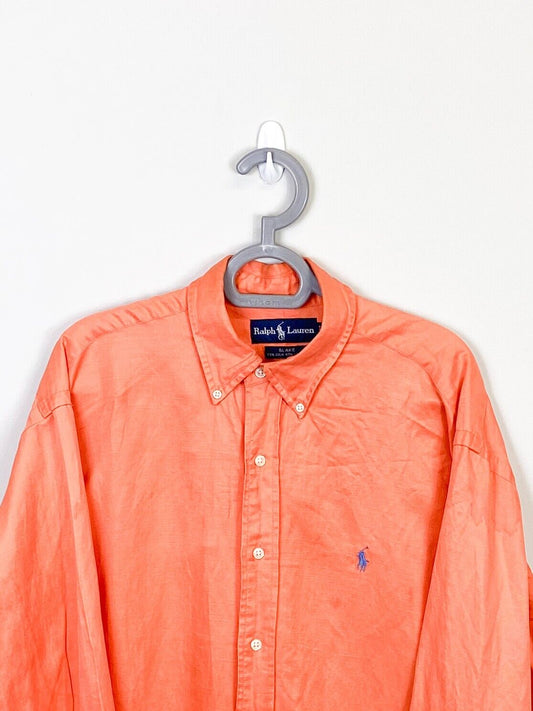 Ralph Lauren Shirt Mens Large Orange Blake Silk Small Purple Polo Pony Logo