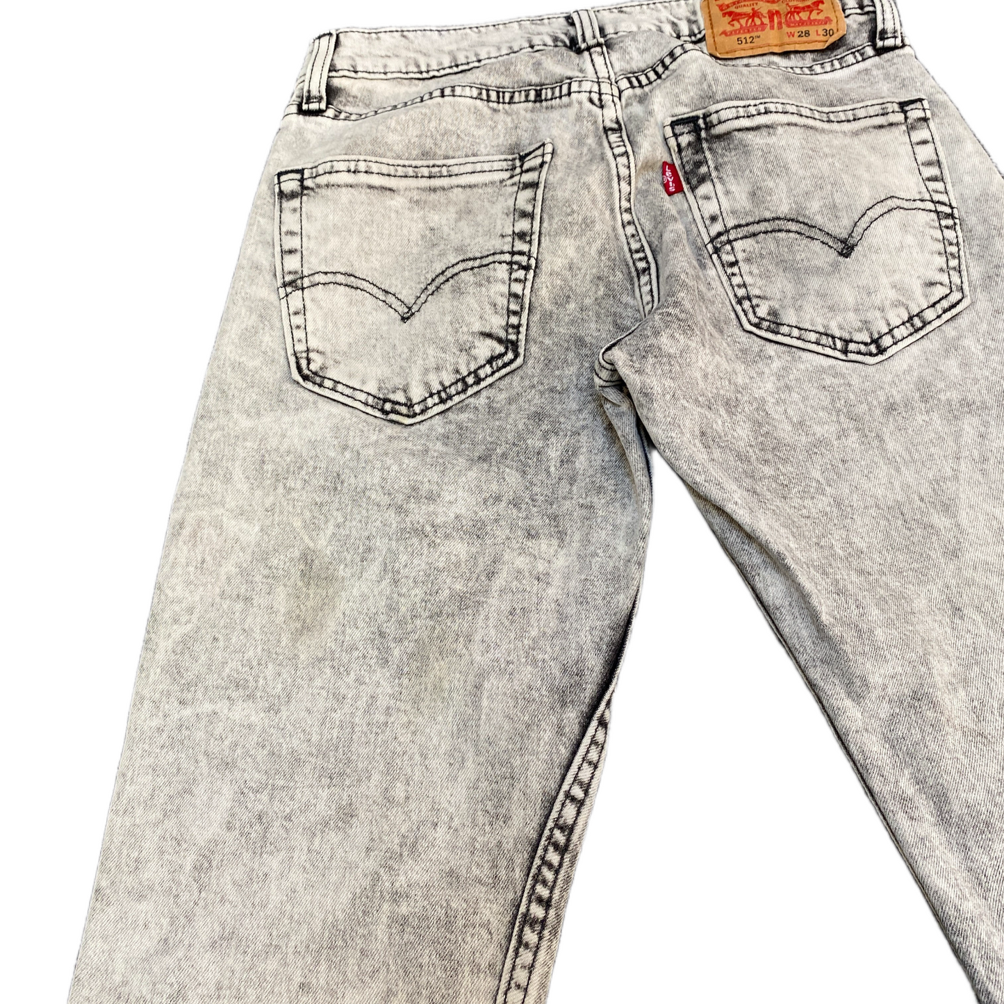 Levi's Jeans Fits as Womens 28" Waist Grey Stone Wash Relaxed Fit Skinny Leg