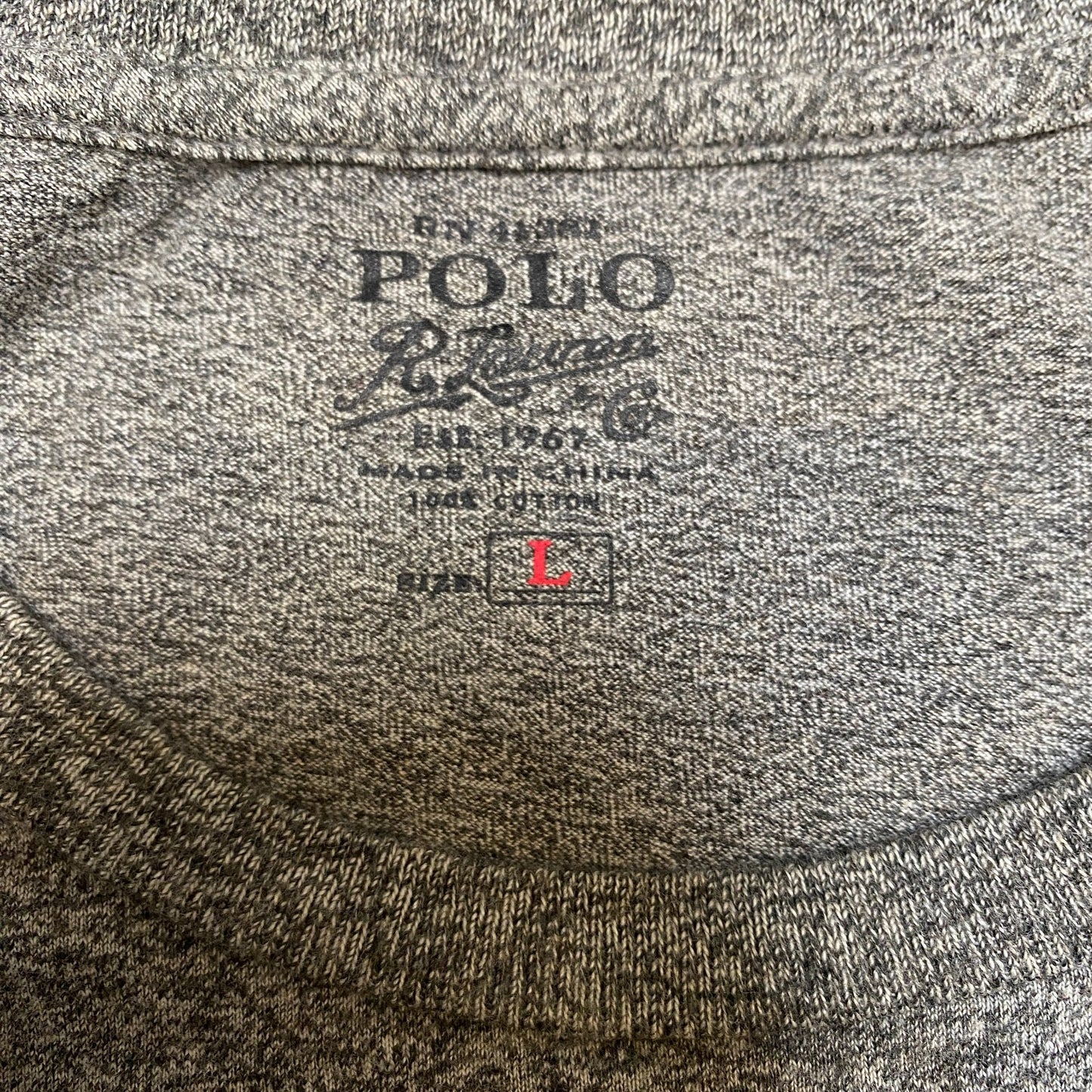 Ralph Lauren T-Shirt Womens Large Grey Heather Pony Logo Crew Neck Pullover Tee