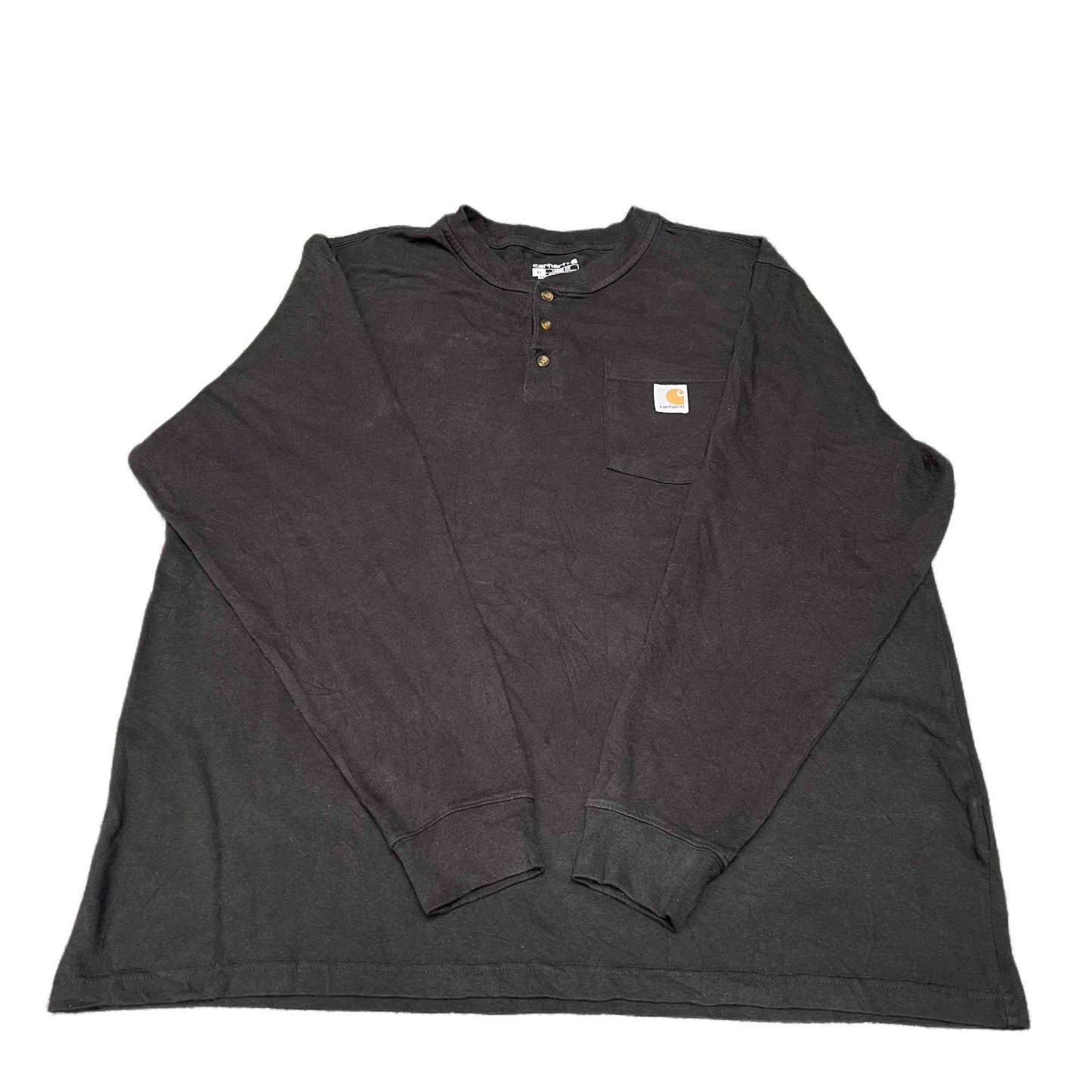 Carhartt Henley Pocket T-Shirt Mens XL Black Loose Fit Long Sleeve Workwear Tee