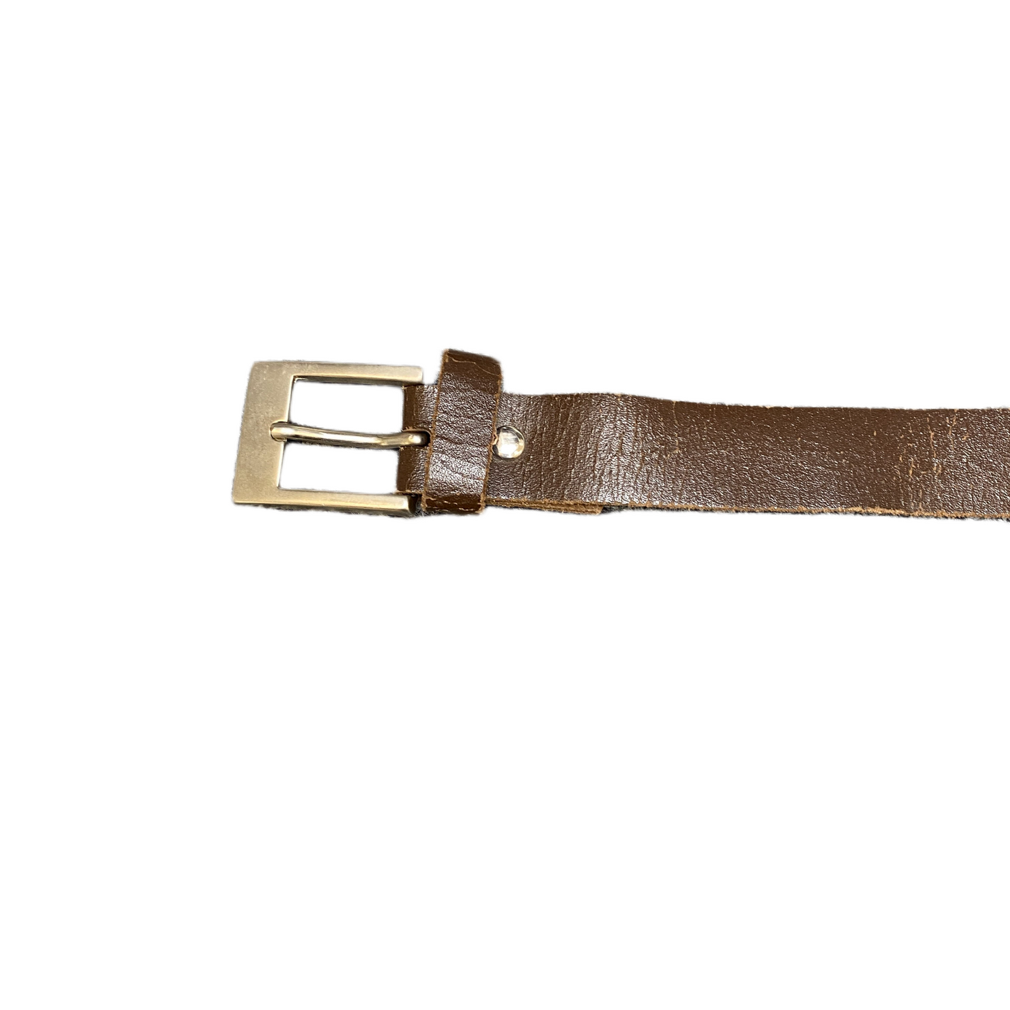 Mens Waist Belt Brown Leather Adjustable Stainless Steel Buckle Size 28.5 inches