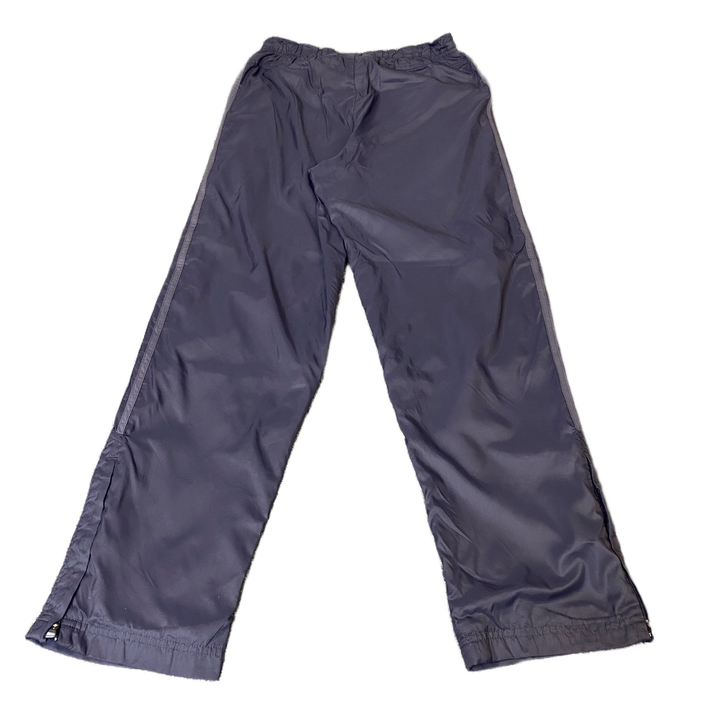 Adidas Joggers Fits as Women 27" Waist Navy Lined Windbreaker Ankle Zip Trousers