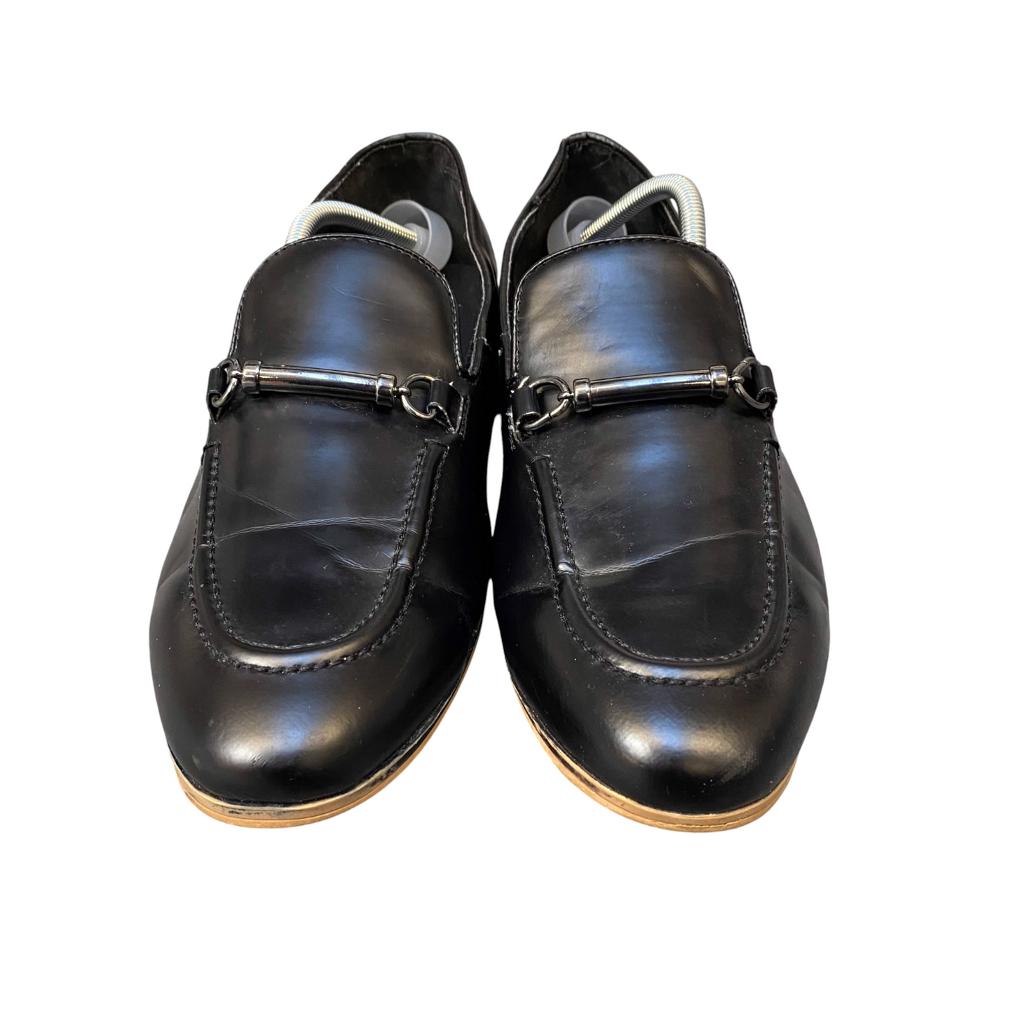 ASOS Horsebit Loafers Mens UK Size 9 Black Faux Patent Leather Formal Slip On