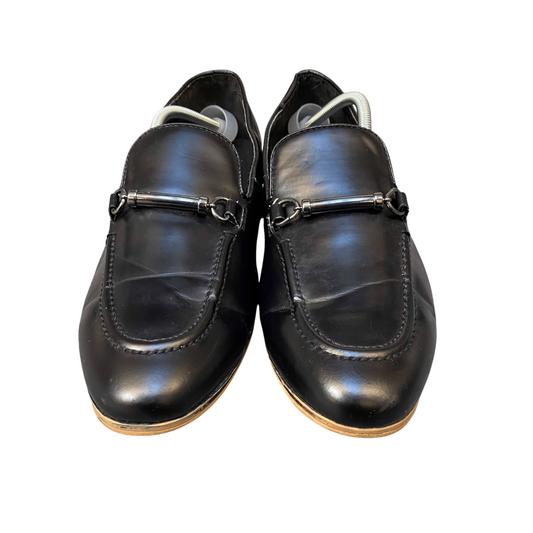 ASOS Horsebit Loafers Mens UK Size 9 Black Faux Patent Leather Formal Slip On