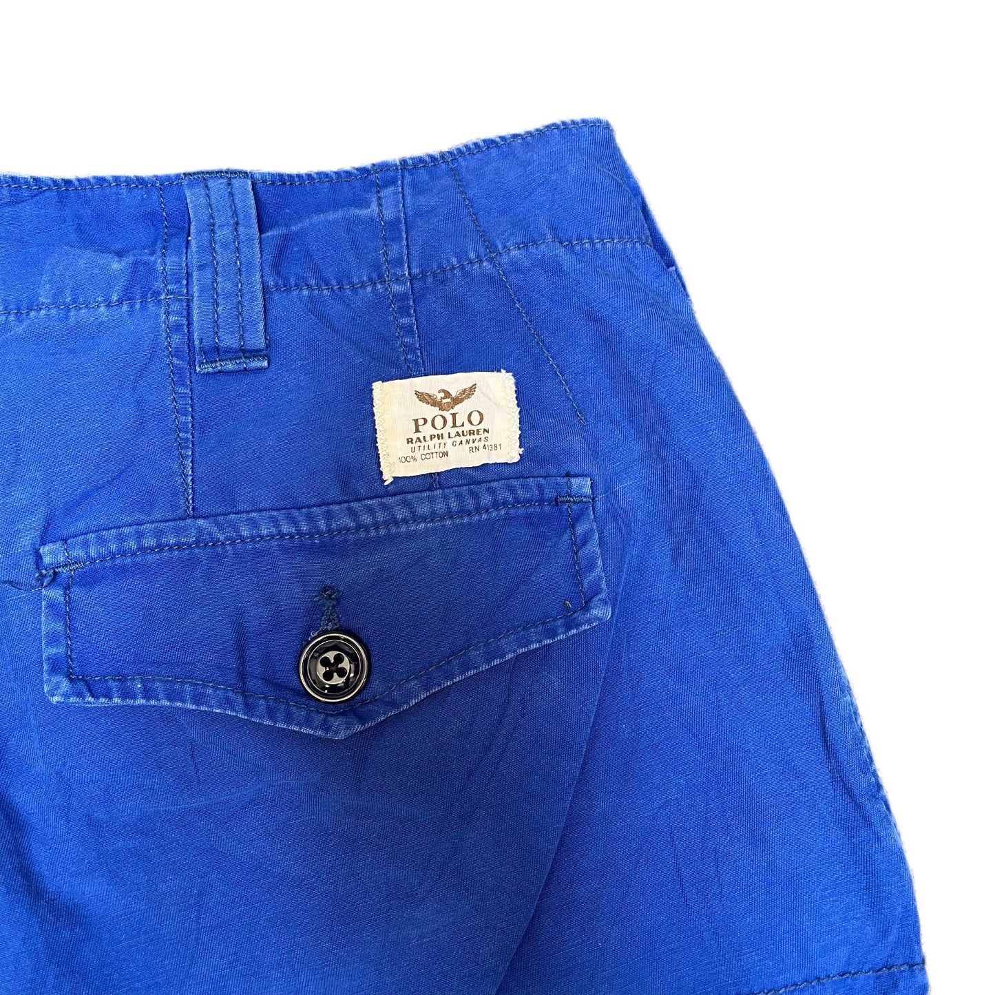 Polo Ralph Lauren Cargo Shorts Fits as Mens XL 37" Waist Blue Canvas Utility