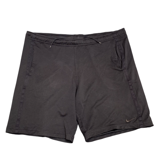 Nike Mesh Shorts L Black Dri Fit Swoosh Logo Elastic Waist Drawstring Athletic