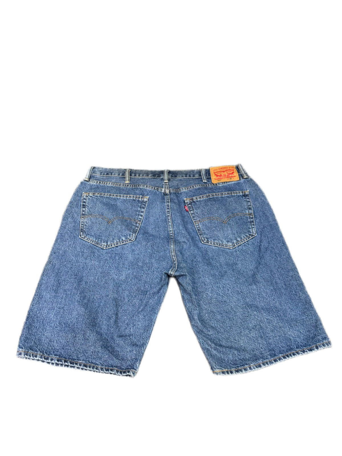Levi's 505 Jean Shorts Fits as Mens XL 40" Waist Blue Denim Medium Wash Red Tab