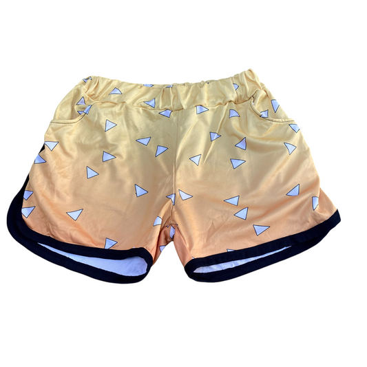 Running Sprinter Shorts 24W Yellow Elastic Waist Athletic Dolphin Hem Pull On