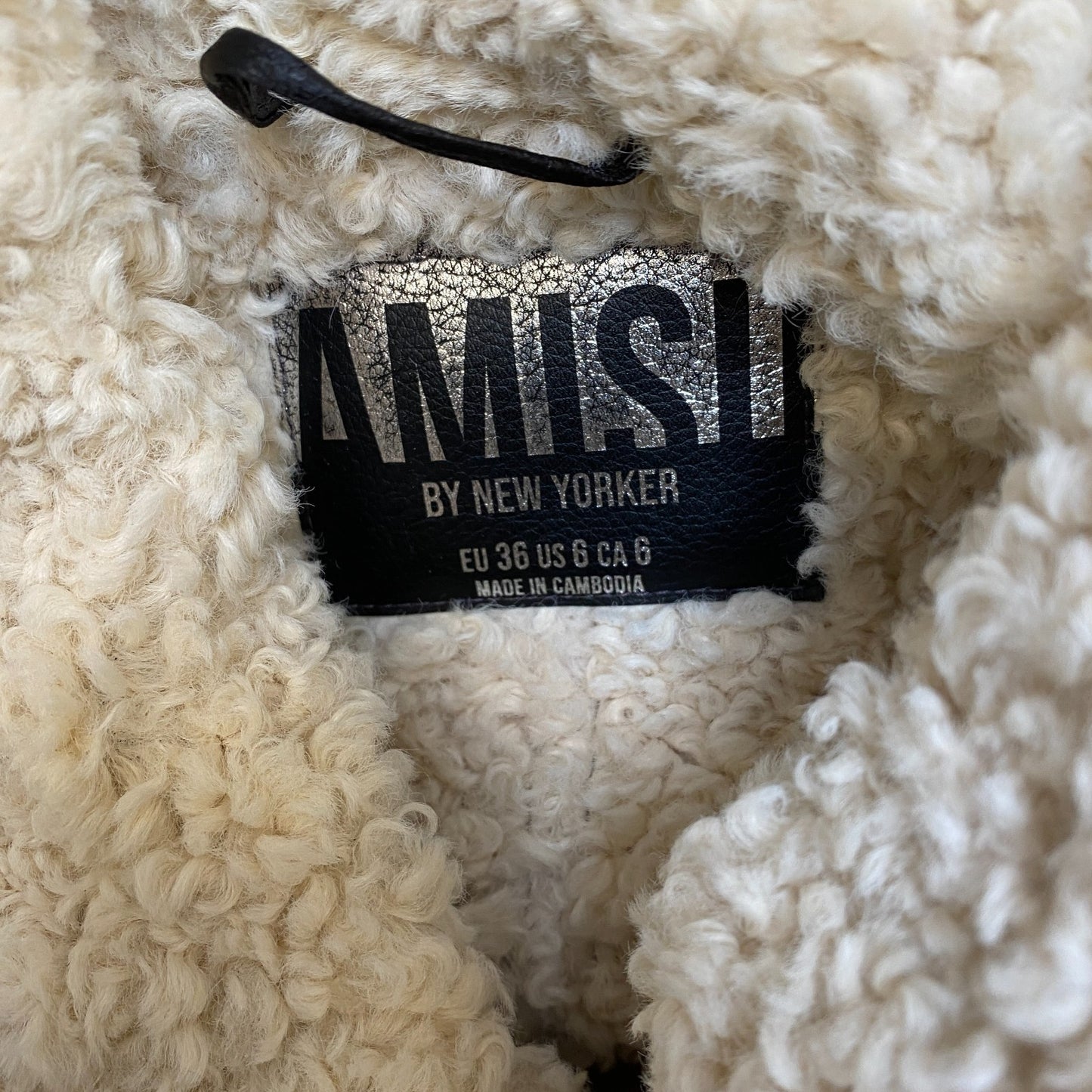 AMISU by New Yorker Leather Motorcycle Jacket Womens M Black Asymmetrical Zip