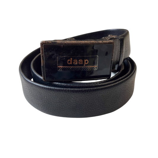 Daap Mens Waist Belt Black Leather Adjustable Automatic Buckle Size 52 in