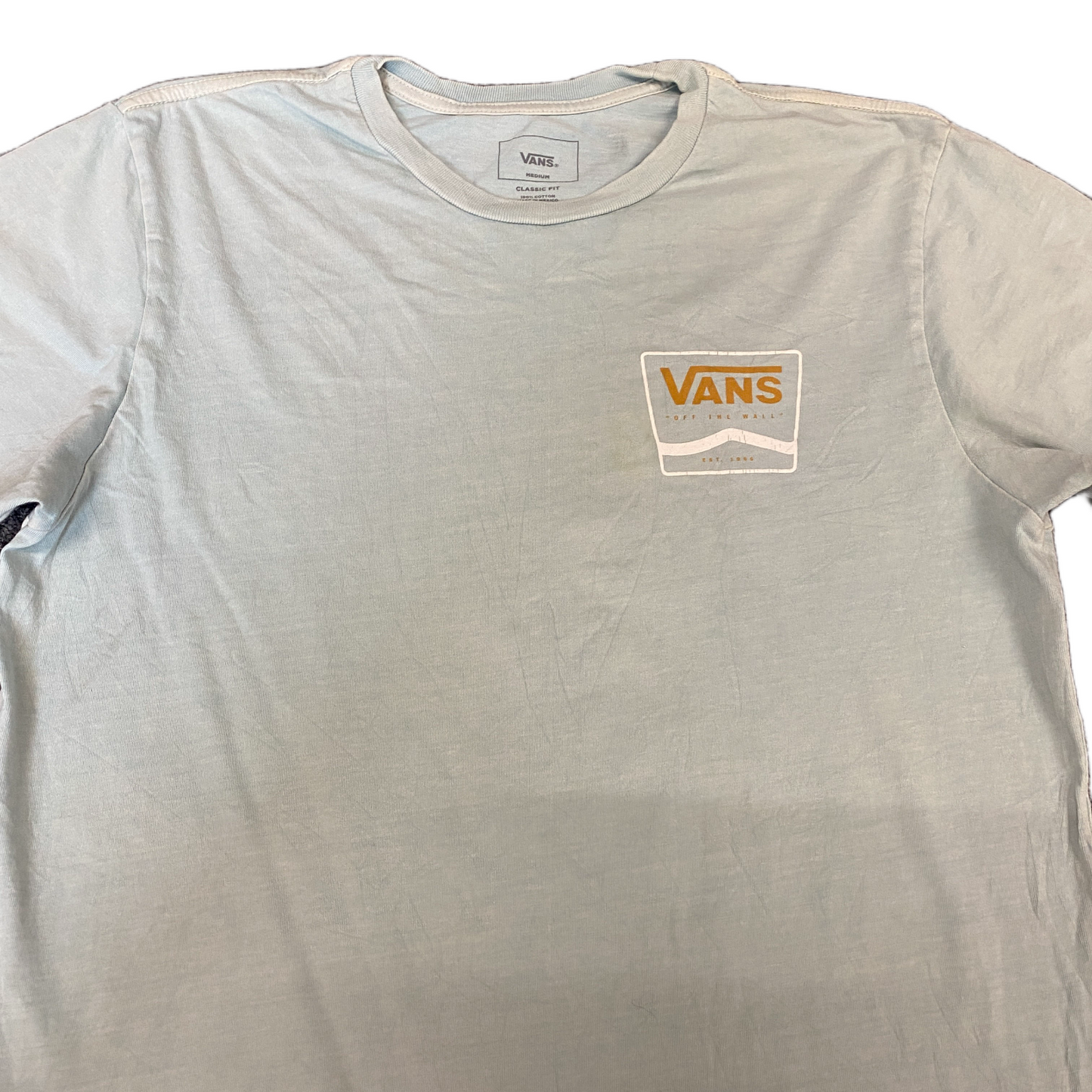 Vans T-Shirt Mens S Light Blue Classic Fit Short Sleeve Crew Neck Pullover Tee