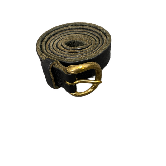 Waist Belt Men Black Leather Adjustable Classic Brass Pin Buckle 36.5 inches