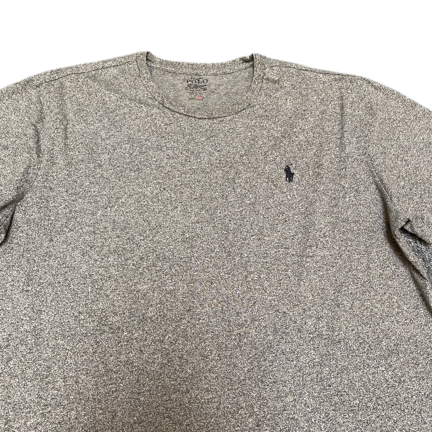 Ralph Lauren T-Shirt Womens Large Grey Heather Pony Logo Crew Neck Pullover Tee