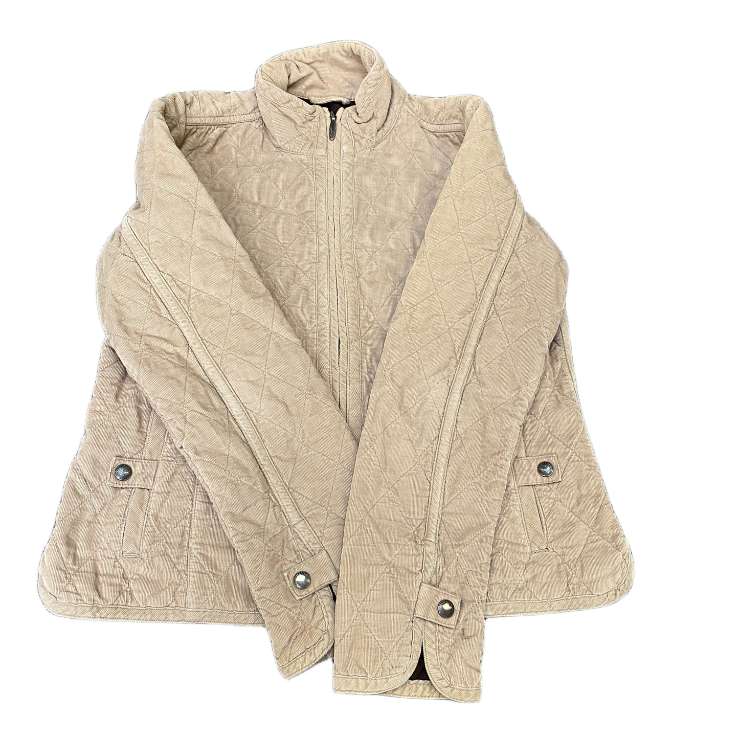 Eddie Bauer Corduroy Quilted Jacket Womens Medium Tan Long Sleeve Full Zipper