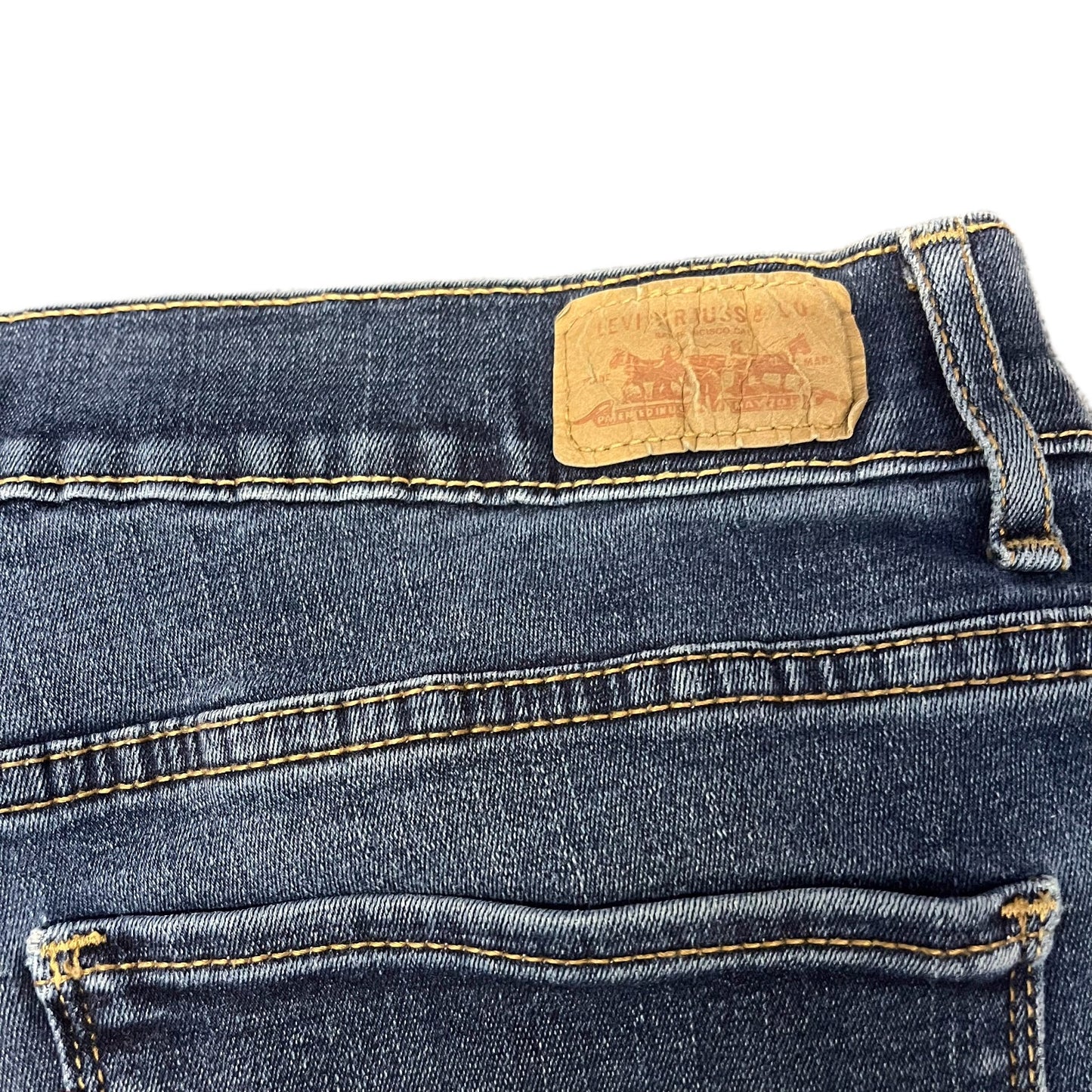 Levi's 512 Perfectly Slimming Jean Shorts Fits as Womens L 32" Waist Blue Denim