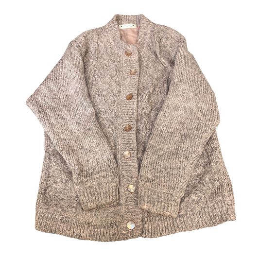 Ladies Fashion Cardigan Jumper Womens Medium Pink Lined Long Sleeve Button Front