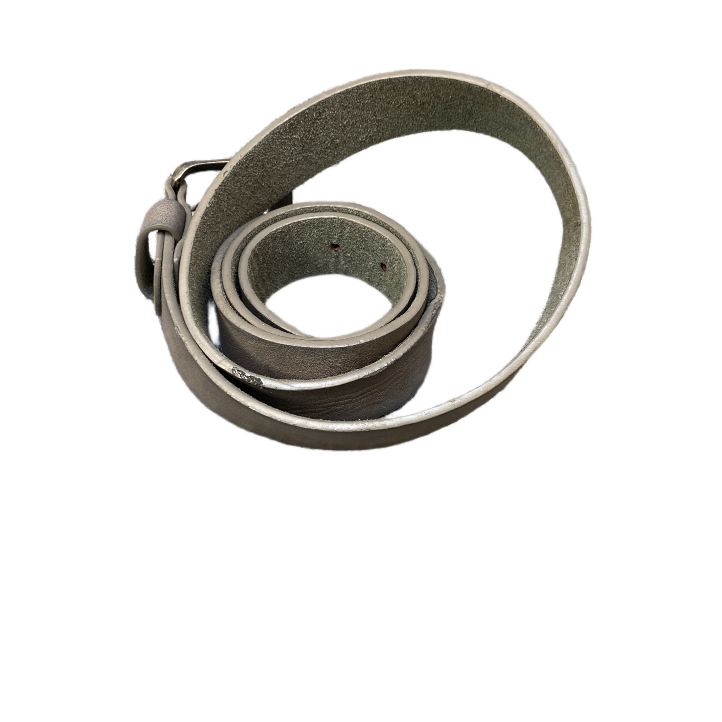 Mischmasch Berlin Men Grey Leather Belt Adjustable Silver Pin Buckle 47 inches