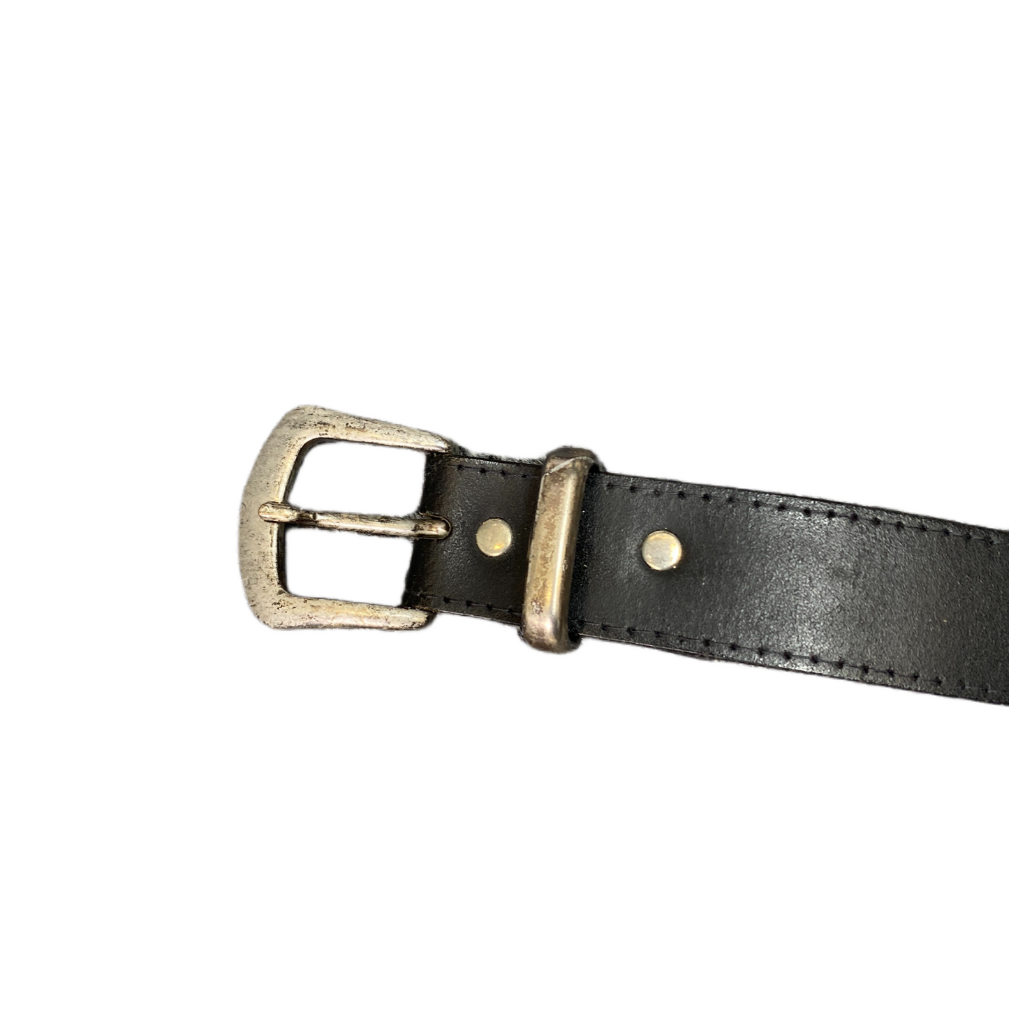 Waist Belt Mens Black Leather Adjustable Classic Silver Pin Buckle 30.5 inches