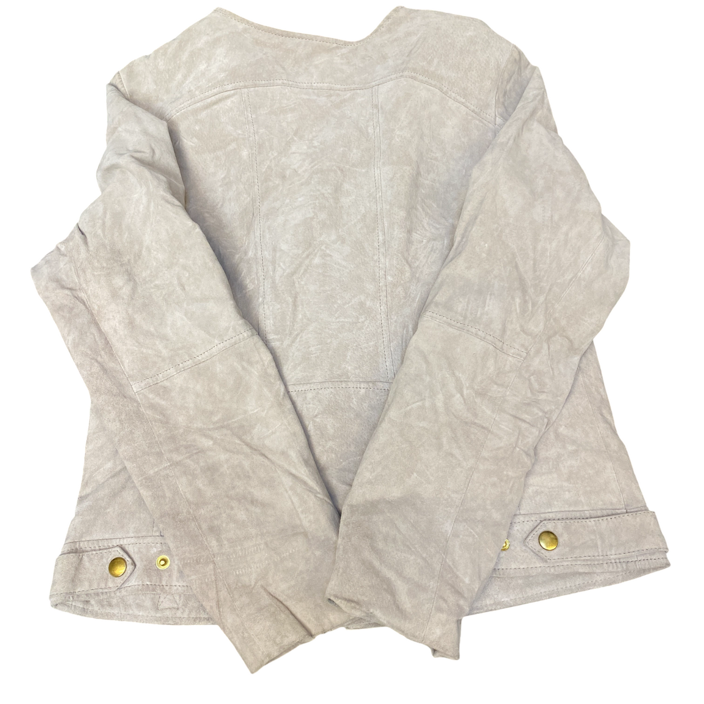 Va Vite Essential Suede Leather Motorcycle Jacket Womens M Grey Asymmetrical Zip