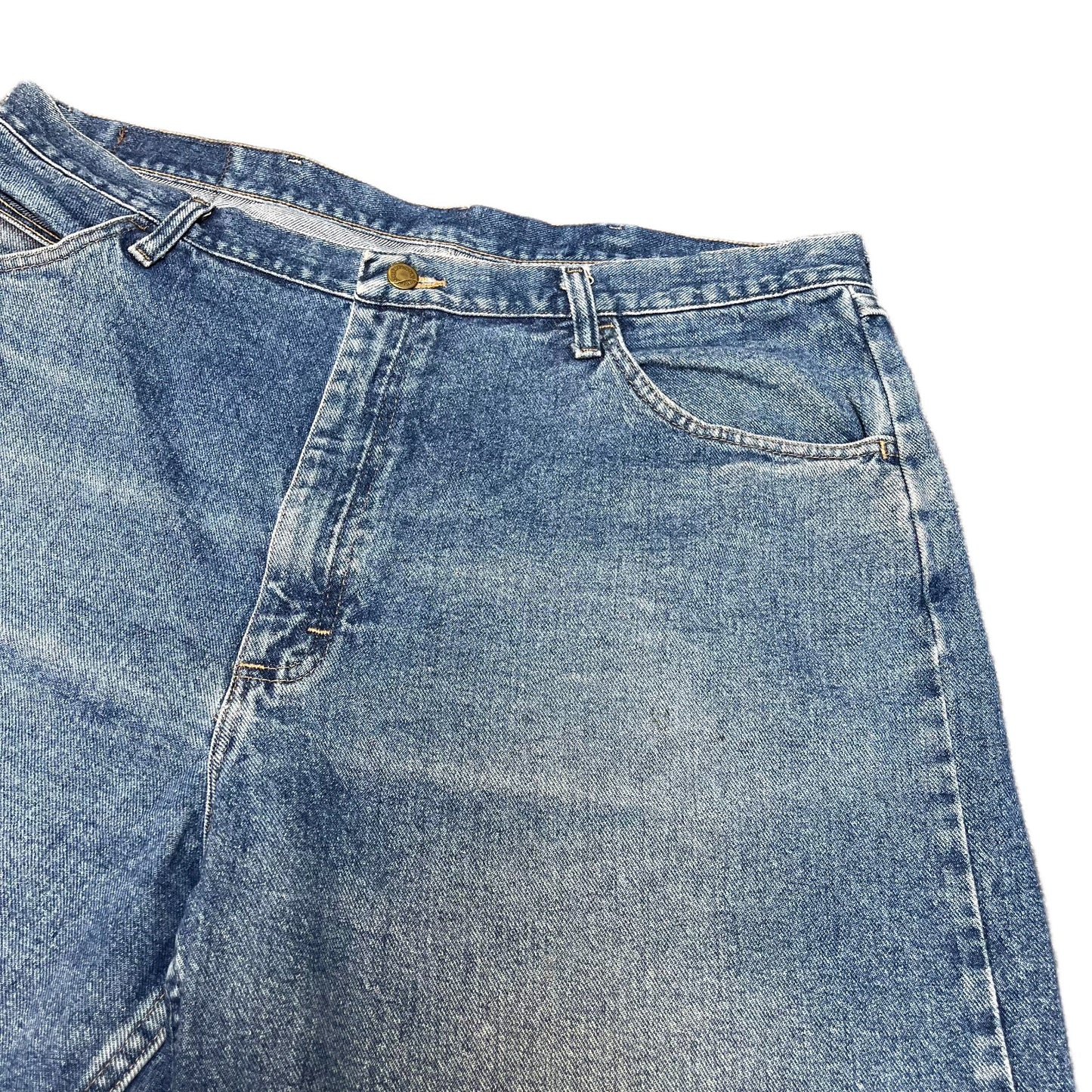 Wrangler Jean Shorts Fits as Womens 2XL 39" Waist Blue Denim Faded Relaxed Fit