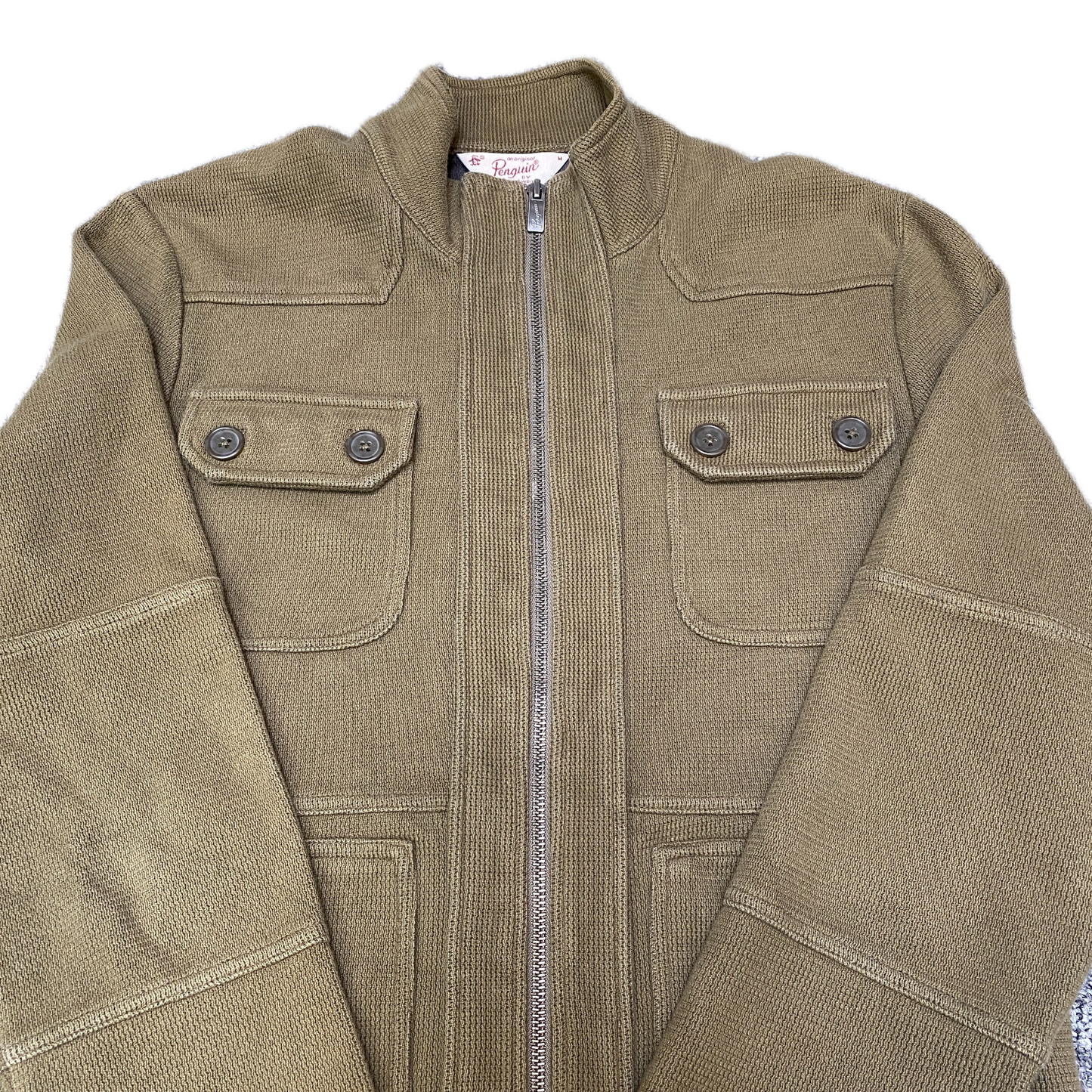 Penguin Utility Field Jacket Mens M Green Detailed Pockets Long Sleeve Full Zip