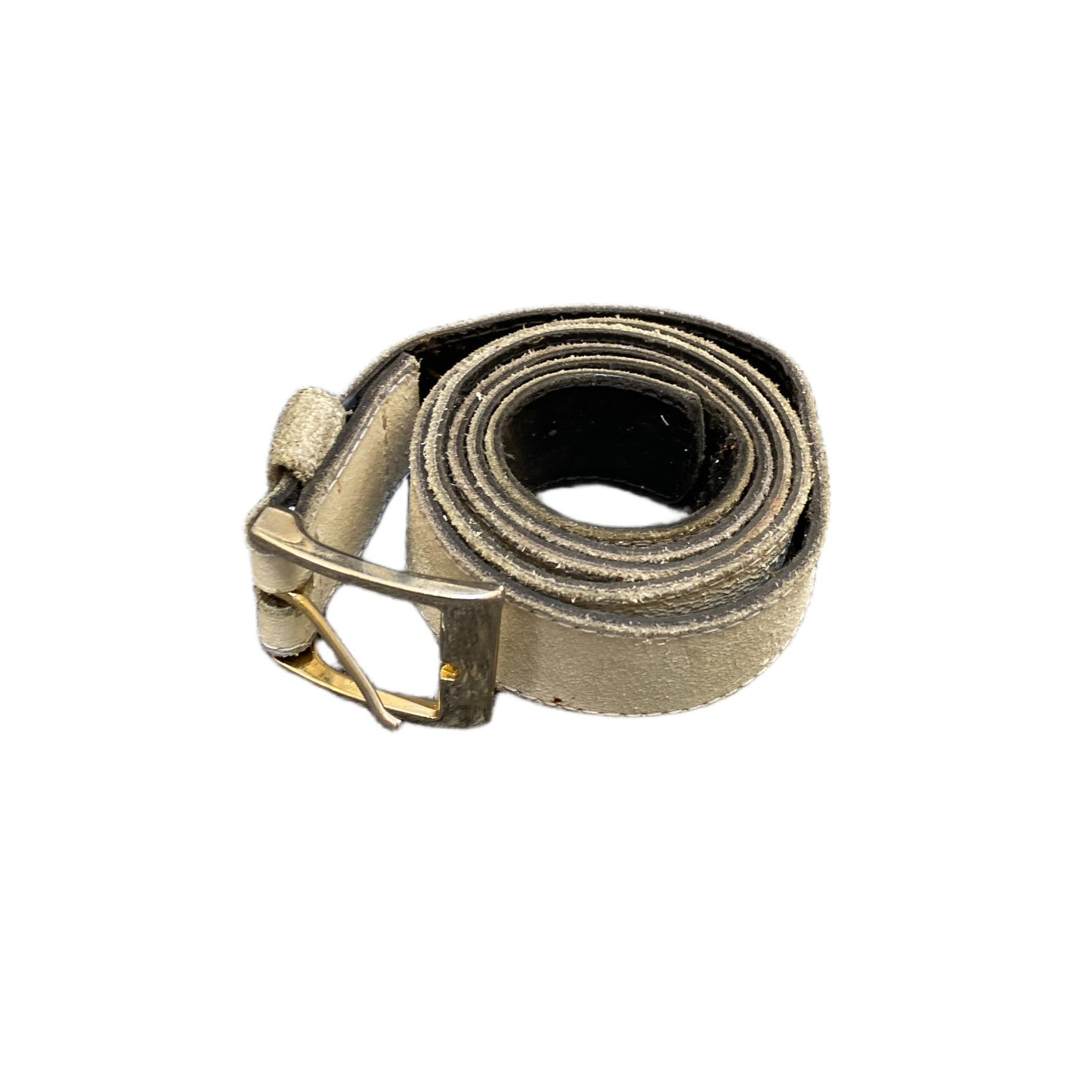 Vintage Waist Belt Mens White Leather Adjustable Silver Pin Buckle 40 Inches