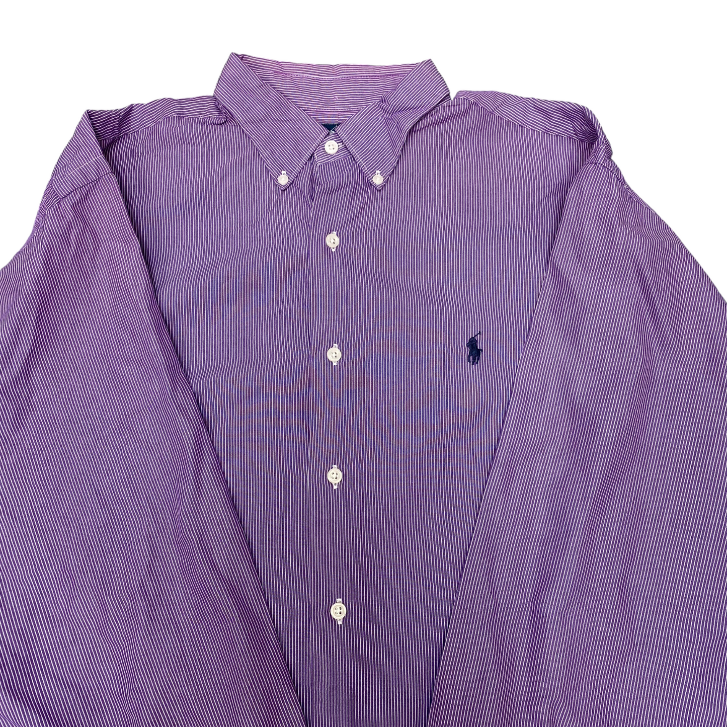 Ralph Lauren Shirt Mens L Purple Striped Mcmeel Blue Pony Logo Button Down