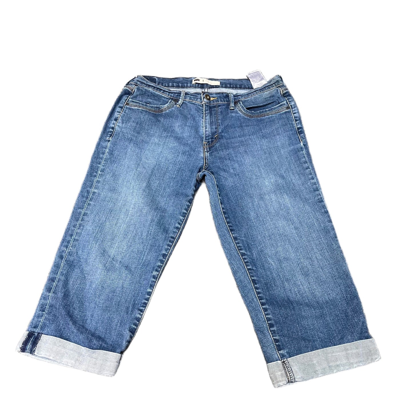 Levis Capri Jeans Fits as Womens L 30" Waist Blue Denim Mid Rise Red Tab Cuffed