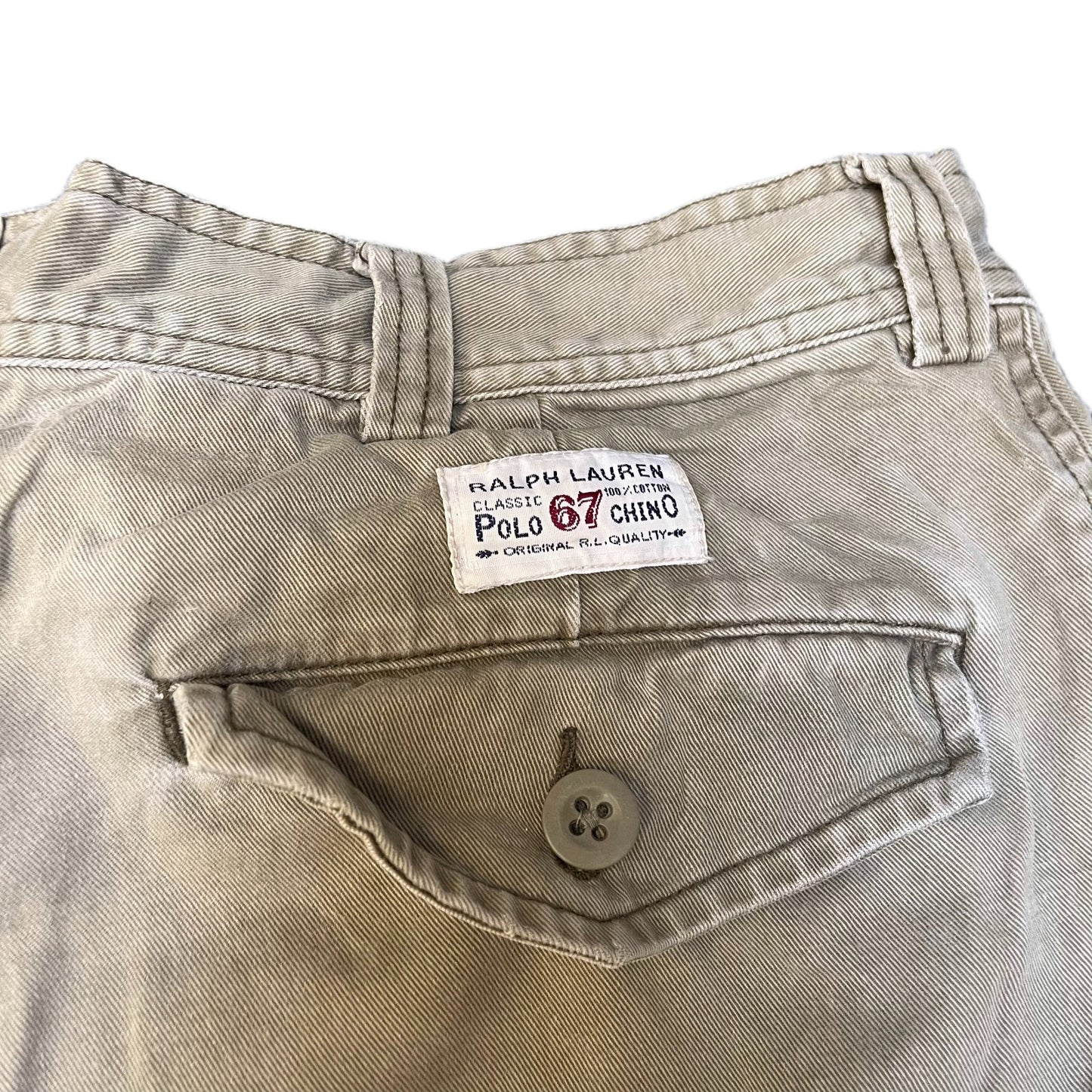Polo Ralph Lauren Chino Shorts Fits as Mens Large 33" Waist Tan Utility Outdoor