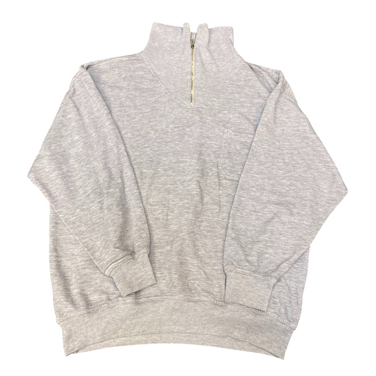 Ludwig Book Jumper Womens Large Grey Classic Fit Chest Pocket 1/4 Zip Pullover