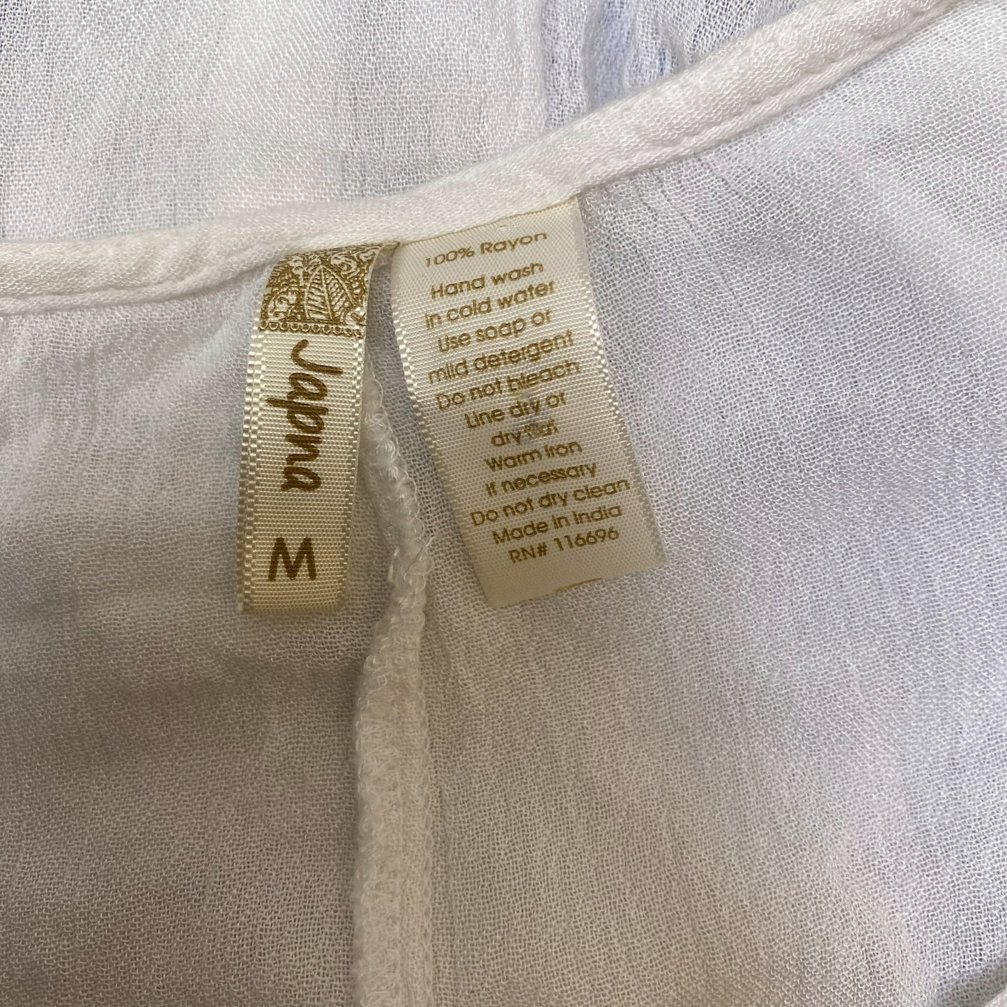 Tunic Top Womens M White Blue Embroidered Floral Peplum Hem Sleeveless V-Neck