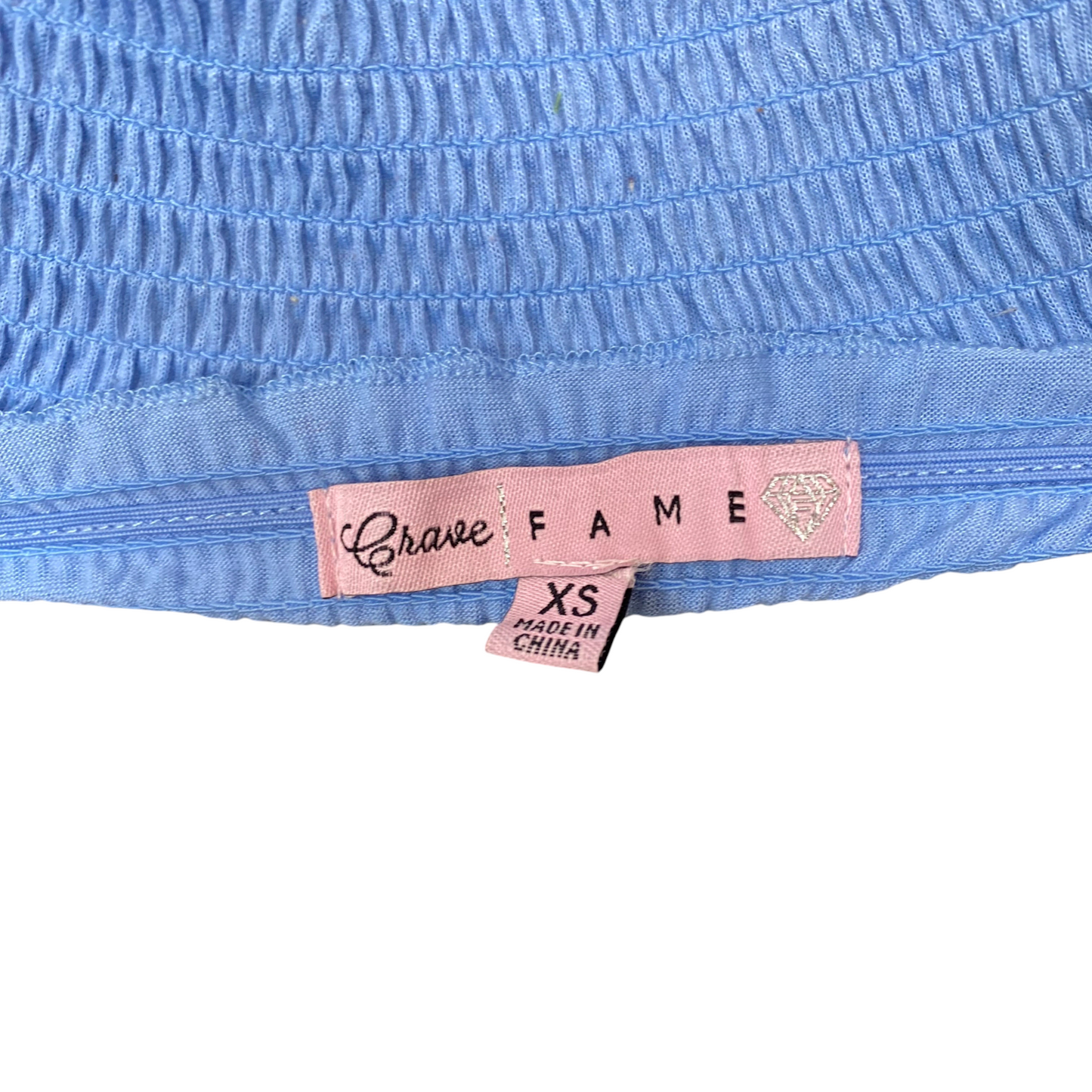 Blouse Top Womens XS Blue Overall Smocked Off Shoulder Short Sleeve Pullover