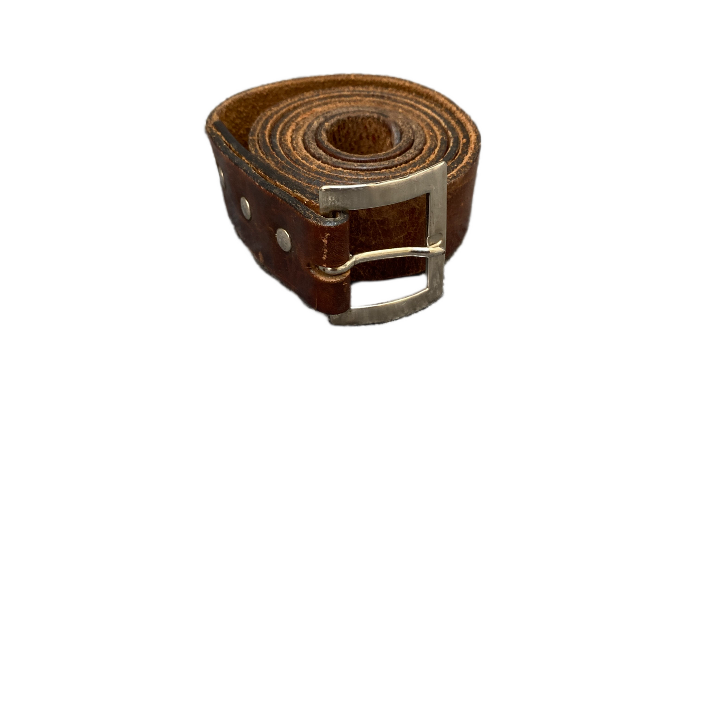Waist Belt Men Brown Leather Adjustable Silver Square Pin Buckle 46 inches