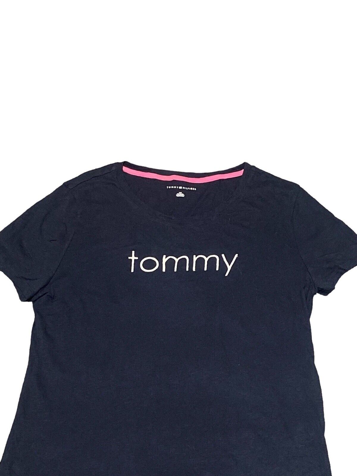 Tommy Hilfiger Spellout T Shirt Navy Womens L