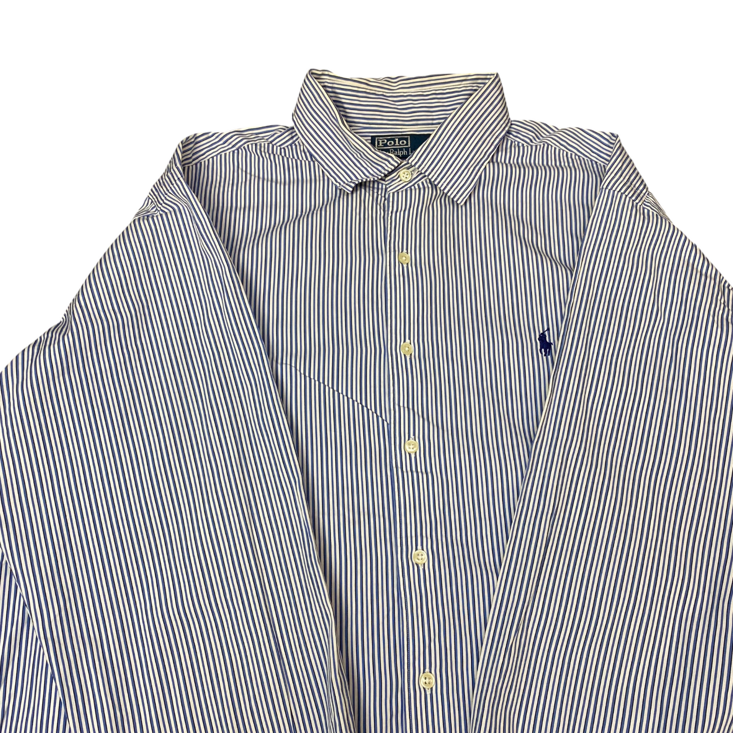 Polo Ralph Lauren Shirt Mens XXL Blue White Striped Classic Fit Pony Button Down