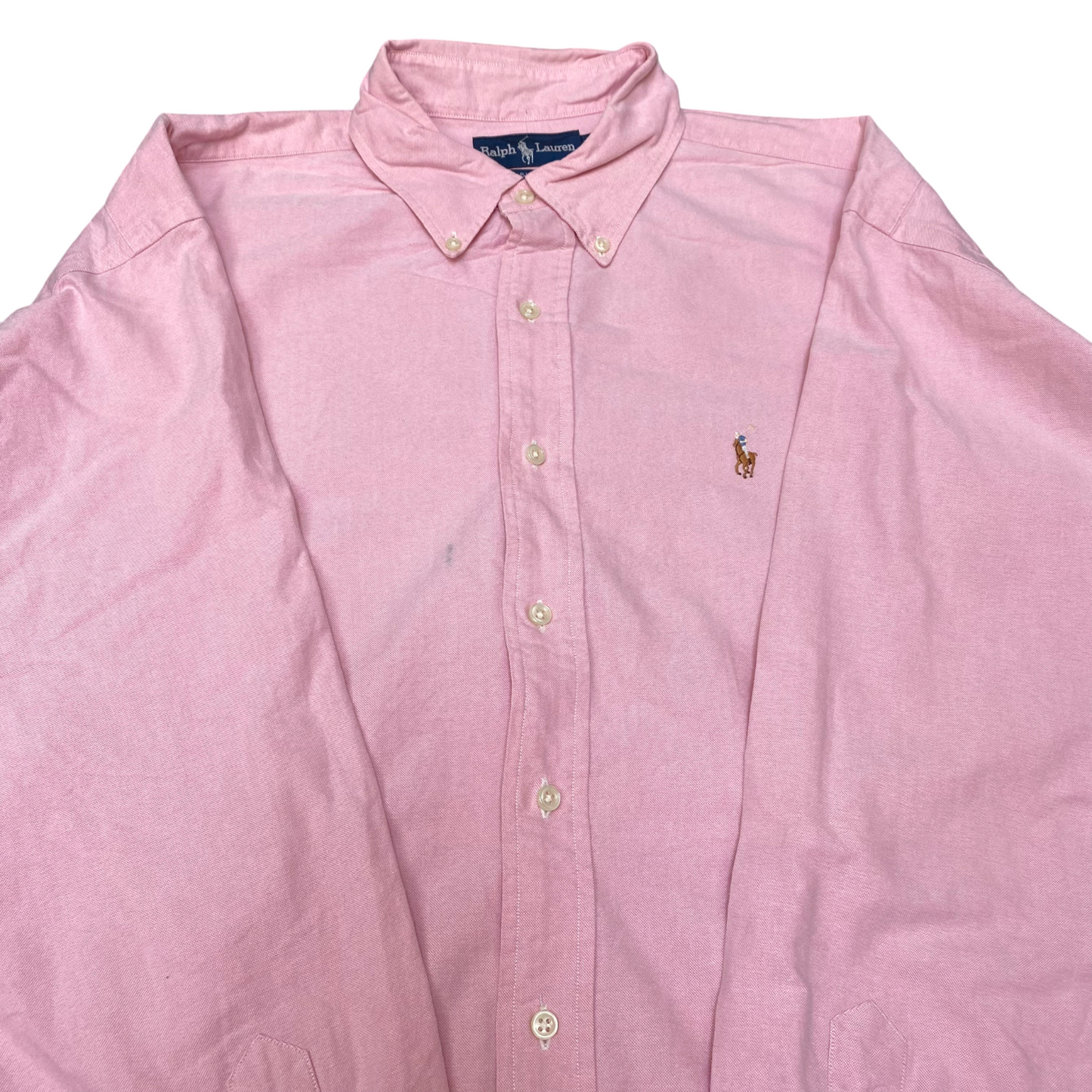 Ralph Lauren Shirt Mens XL Pink Blake Long Sleeve Brown Pony Logo Button Down