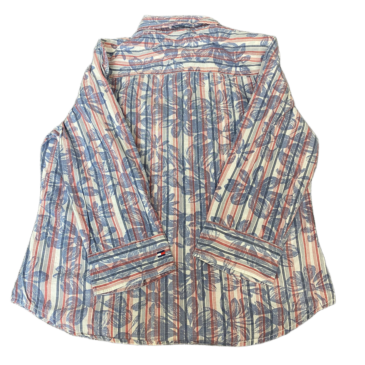 Tommy Hilfiger Shirt Womens M Multi Striped Floral Long Sleeve Collar Button Up