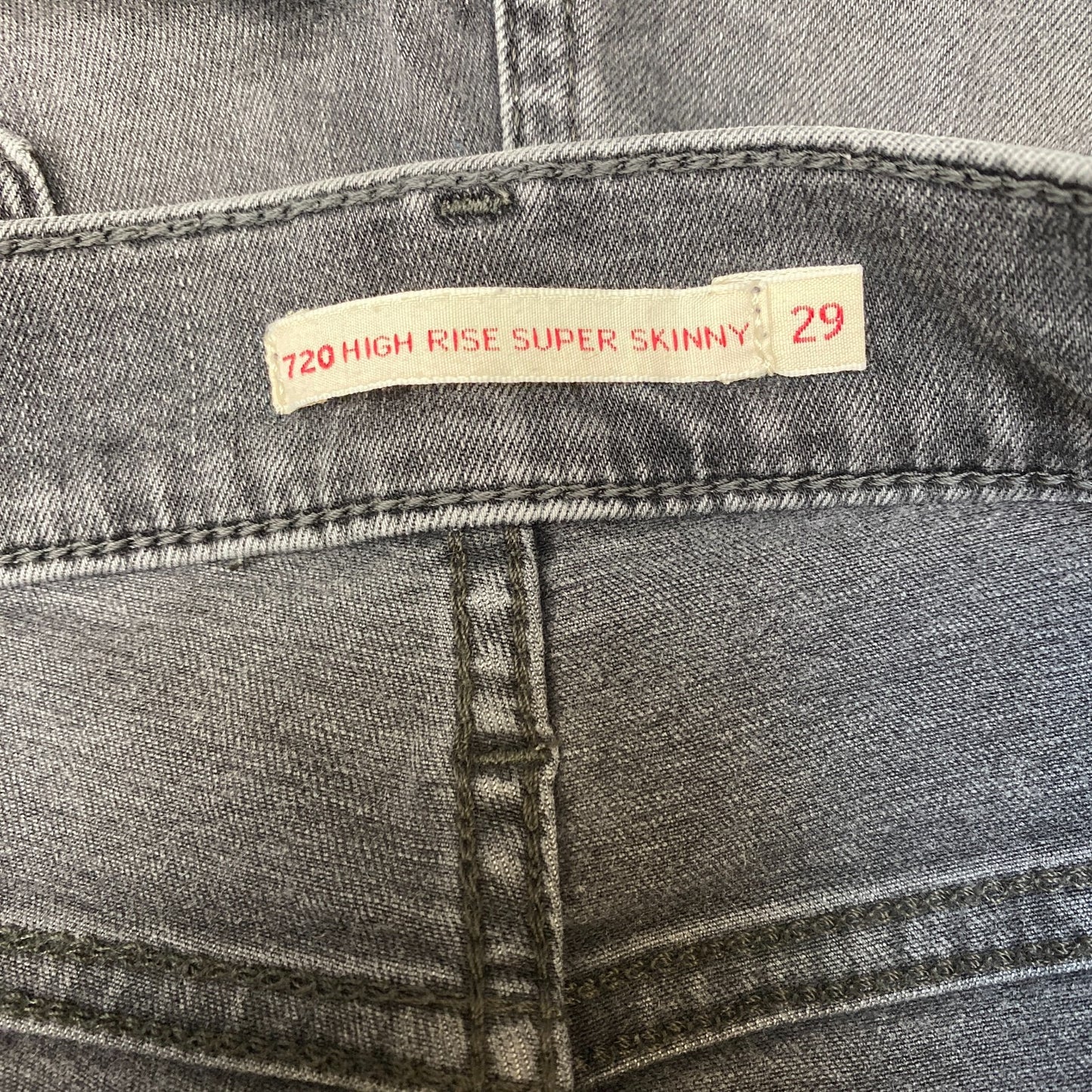 Levi's Jeans Womens 29" Waist Grey Denim 720 High Rise Super Stretch Skinny Leg