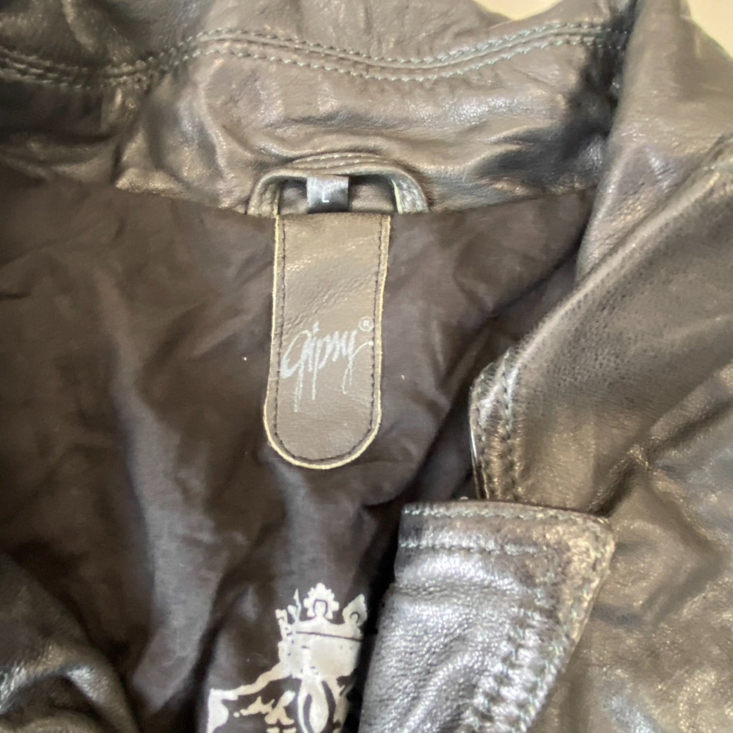 Gipsy Faux Leather Jacket Mens Small Black Lined Long Sleeve Collared Button Up