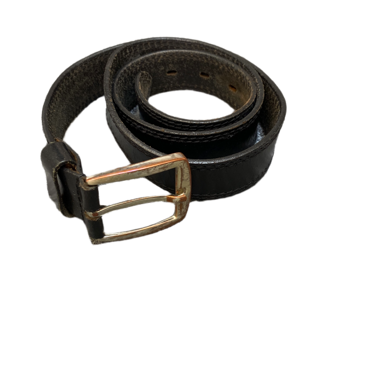Waist Belt Mens Black Leather Adjustable Classic Silver Pin Buckle 41 inches